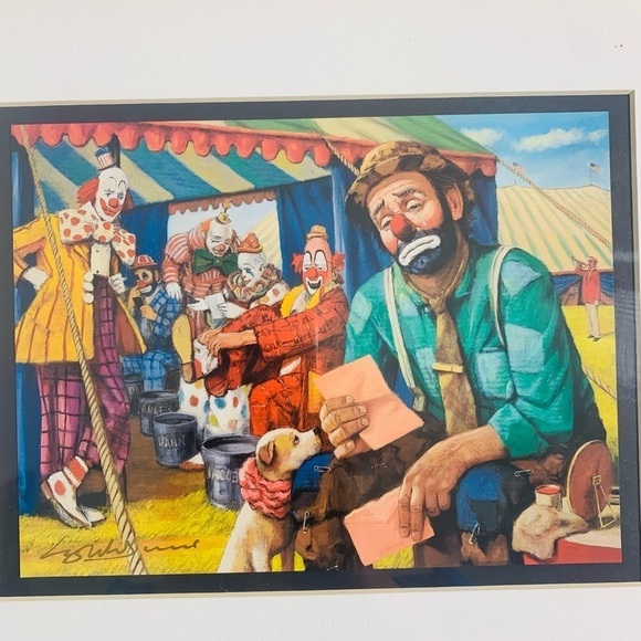 Vintage Emmett Kelly The Letter lithograph Leighton-Jones gold framed - Picture 3 of 5